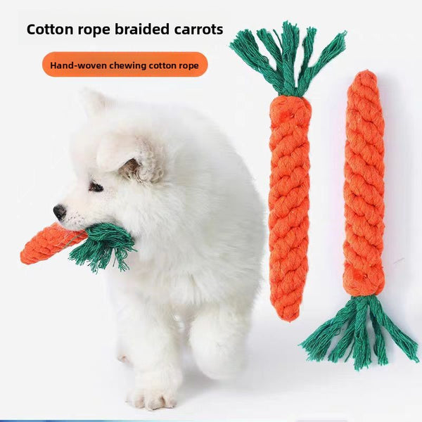 Cotton Rope Dog Toy - Carrot Design Chew Toy for Play and Dental Stimulation