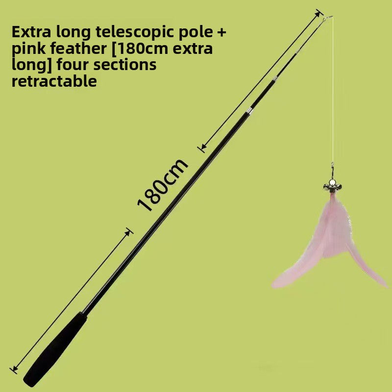 Adjustable Cat Teaser Wand - Interactive Play Toy with Multiple Attachments