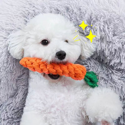 Cotton Rope Dog Toy - Carrot Design Chew Toy for Play and Dental Stimulation