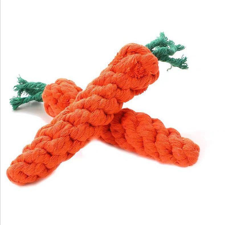 Cotton Rope Dog Toy - Carrot Design Chew Toy for Play and Dental Stimulation