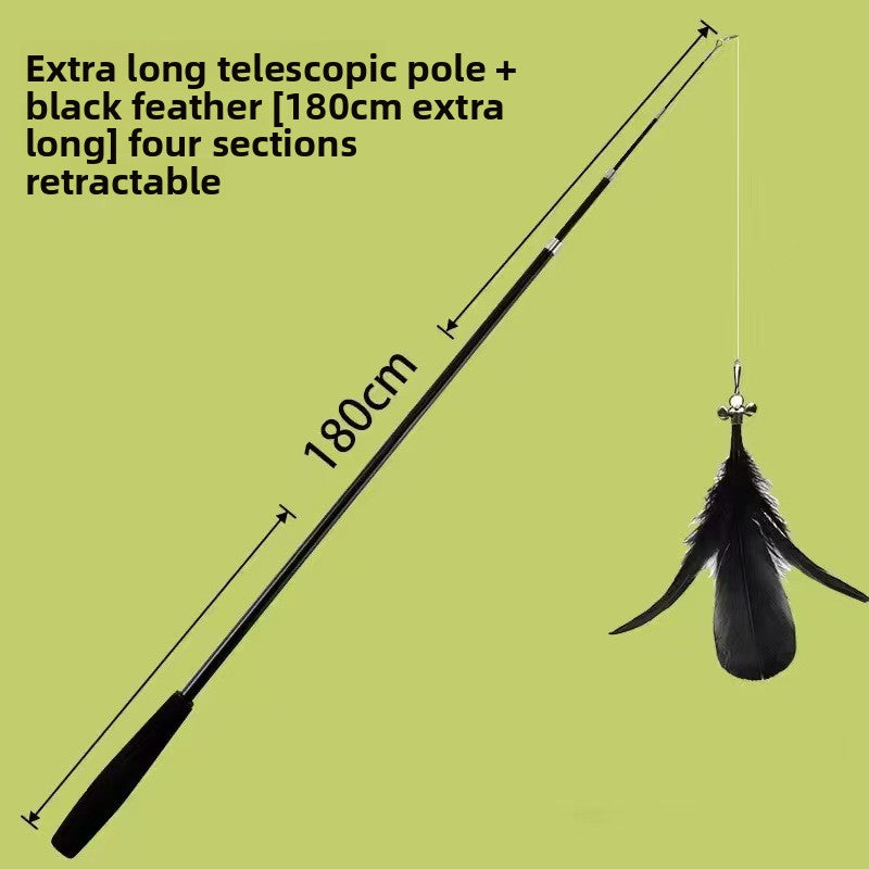 Adjustable Cat Teaser Wand - Interactive Play Toy with Multiple Attachments