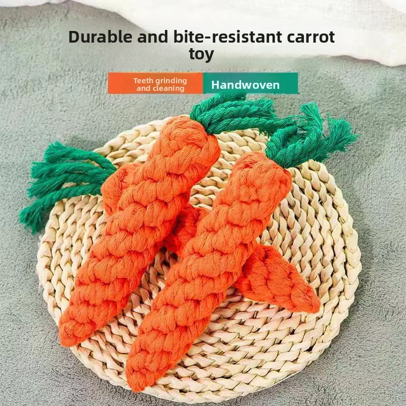 Cotton Rope Dog Toy - Carrot Design Chew Toy for Play and Dental Stimulation