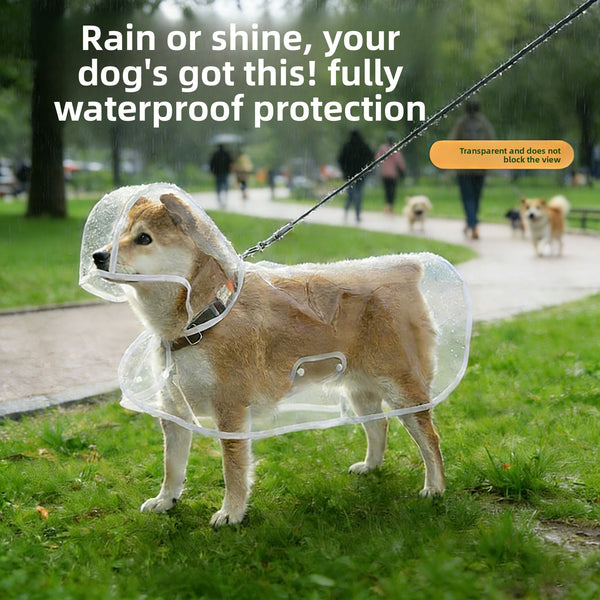 Waterproof Dog Raincoat - Lightweight Hooded Rain Jacket for Wet Weather Walks