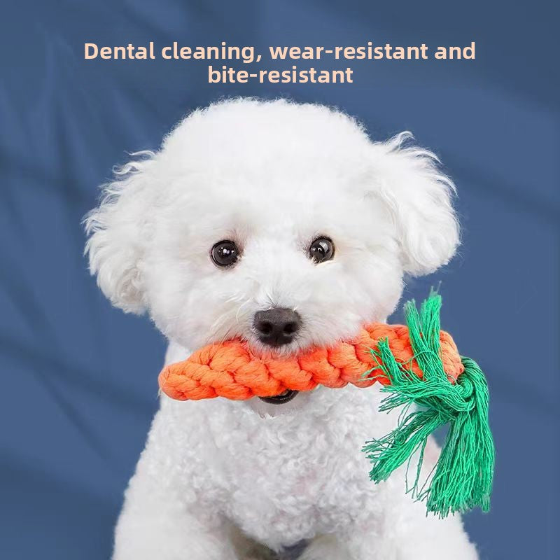 Cotton Rope Dog Toy - Carrot Design Chew Toy for Play and Dental Stimulation